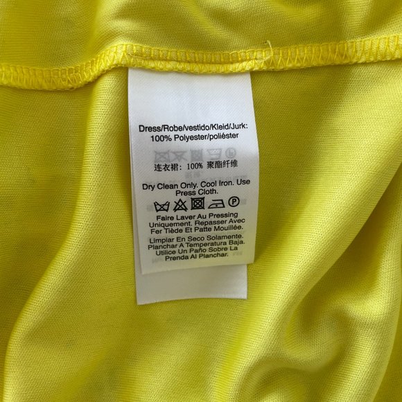 DKNY Yellow Floral, Short Sleeve,‎ V-Neck Dress with Tie Neck, Size 16, NWT - Picture 10 of 12